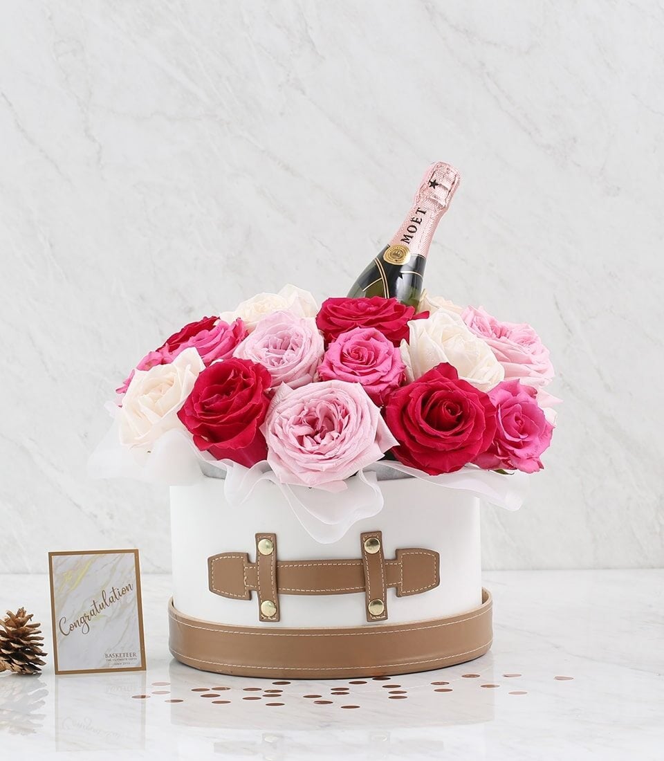 Moet Mini & Blush Bloom Gift