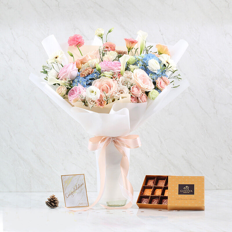 Combo Set(Chocolate And Flower Bouquet)