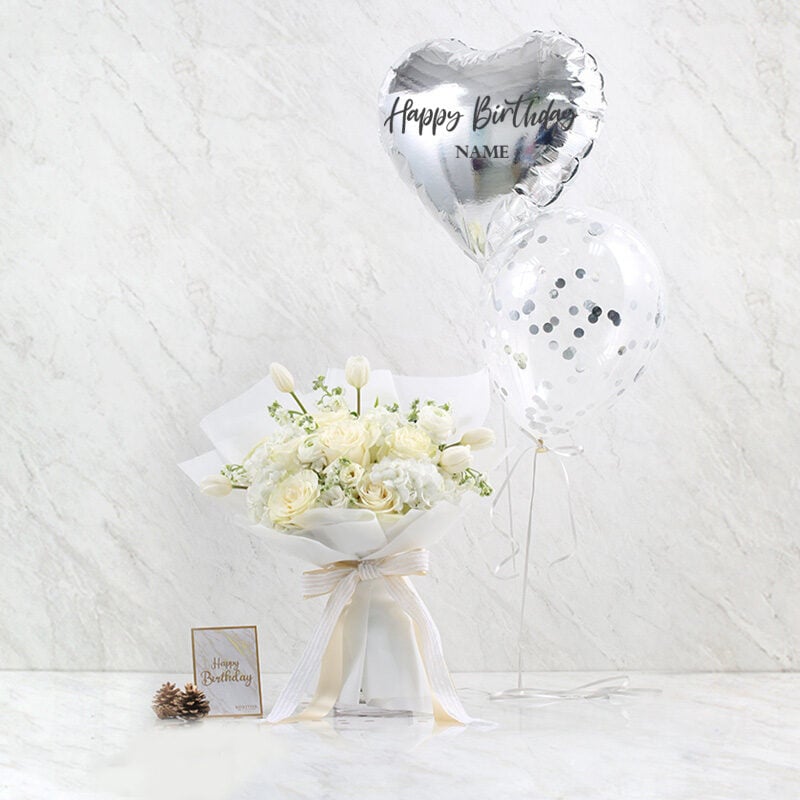 Combo Set (Balloon And Flower Bouquet)