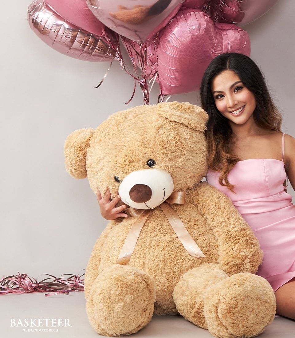 Luxury Blush Roses & Teddy Bear Gift Set