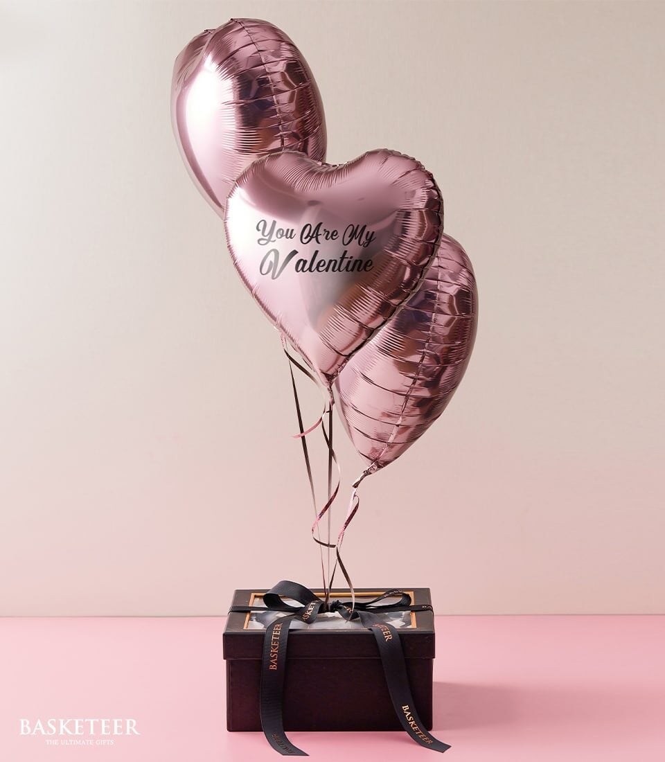 Sweet Heart Balloons With Bakery Gift Box