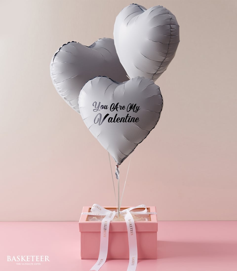 Bakery & Gray Heart Balloons Gift Box