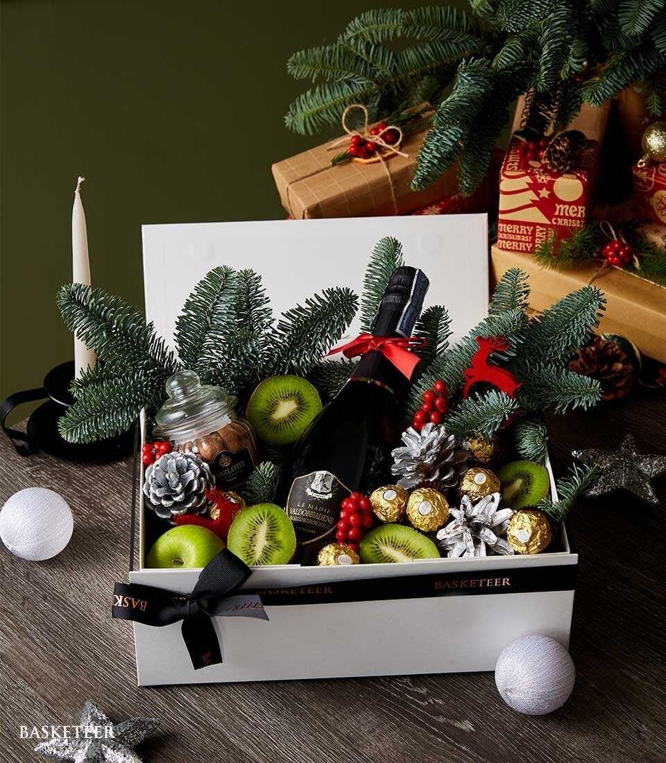 Joyful Wine and Orchard Treats Basket