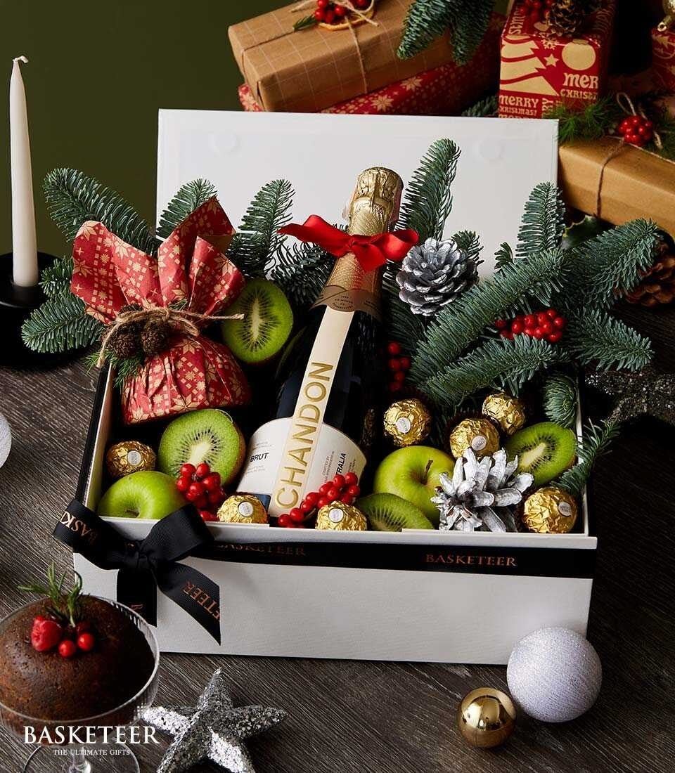 Festive Wine and Treats Gift Box