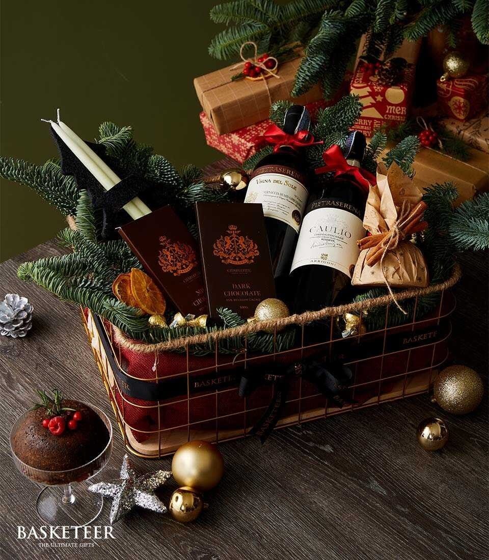 Festive Chocolate and Treats Gift Basket