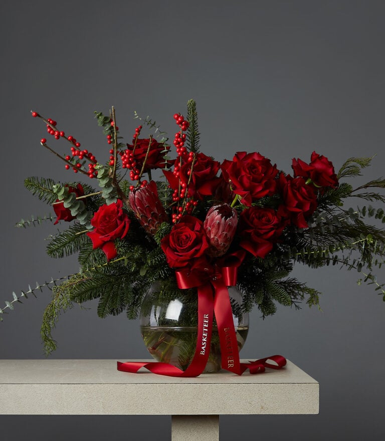 Crimson Festive Rose Arrangement