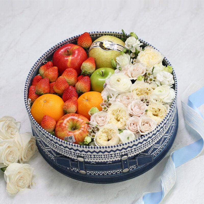 Mixed Fruit And Flower Gift Basket