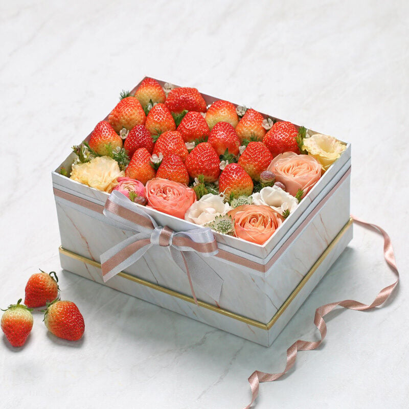 Strawberry And Flowers Gift Box