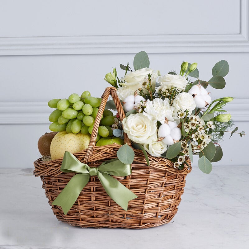 Wonder Fruits With Flowers Basket