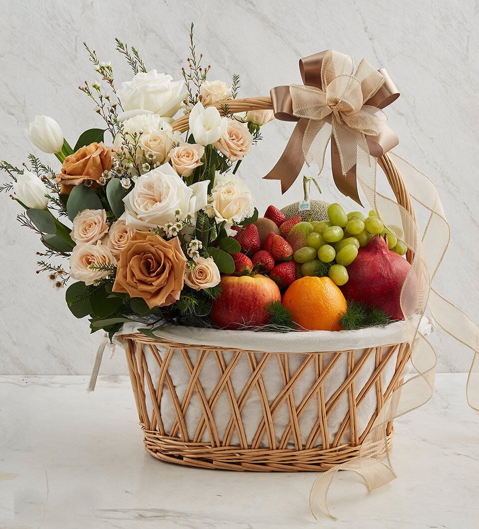 Mixed Fruit & Flowers Gift Basket