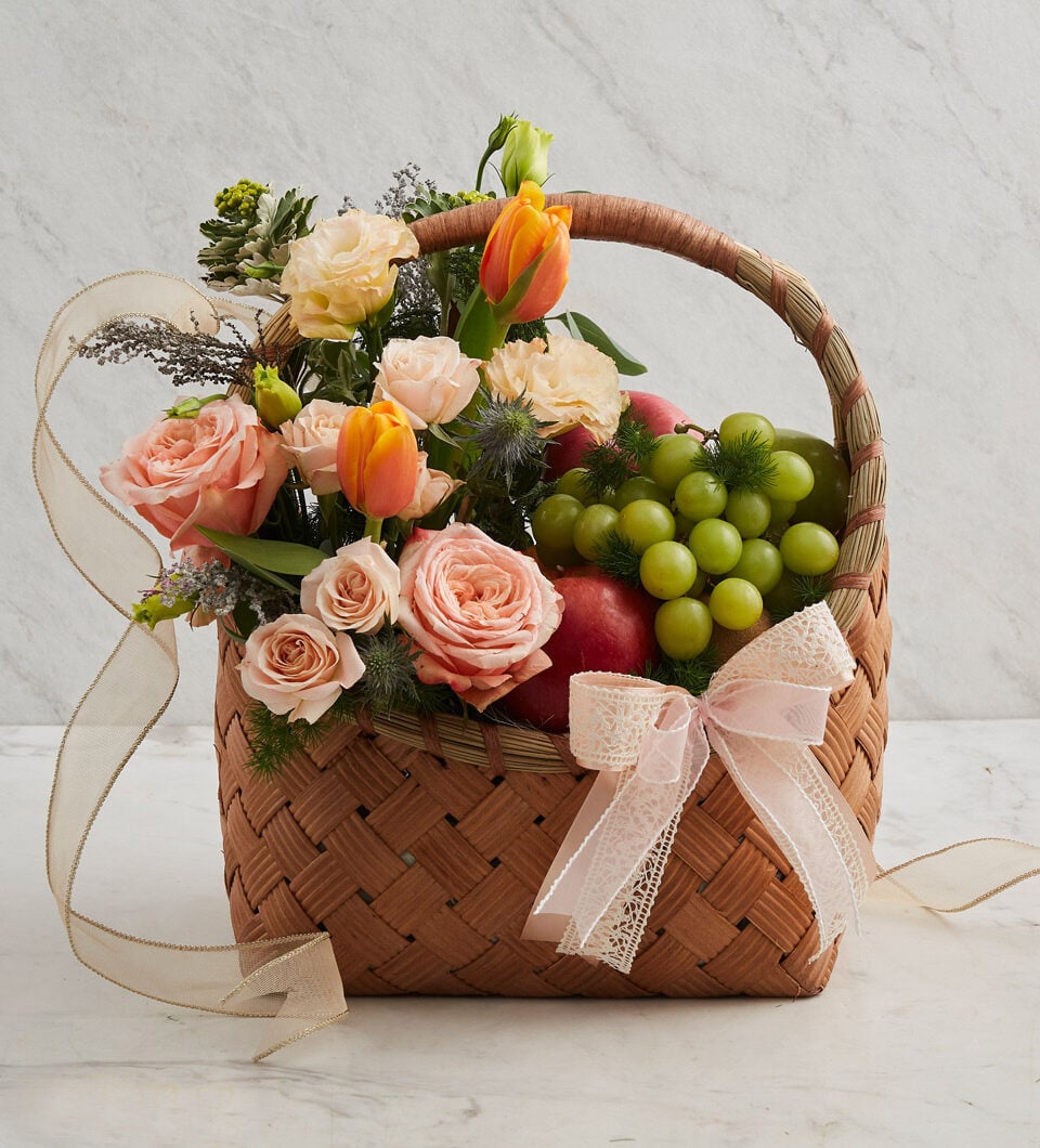 Mixed Fruits & Flowers Basket