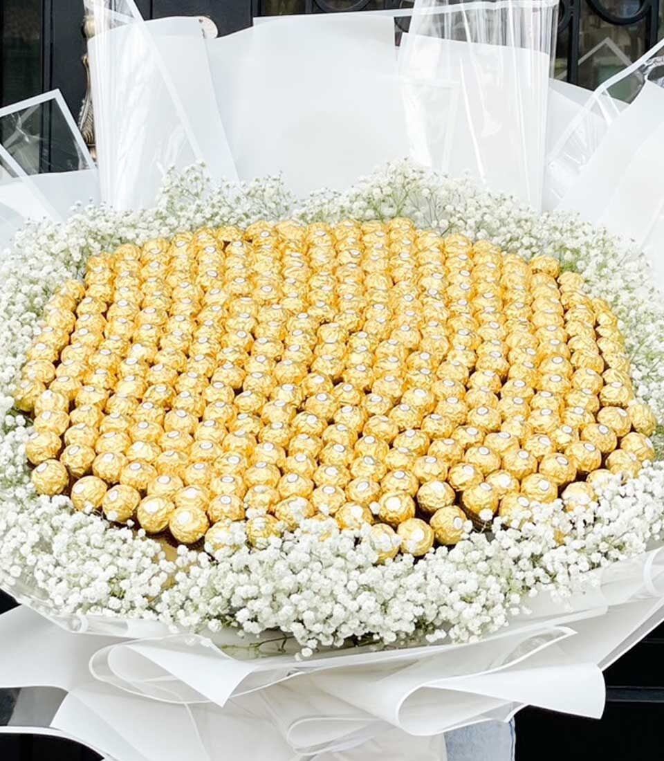 Grand Ferrero Rocher Bloom Bouquet (S-Bouquet ( Ferrero 100 Pcs ))