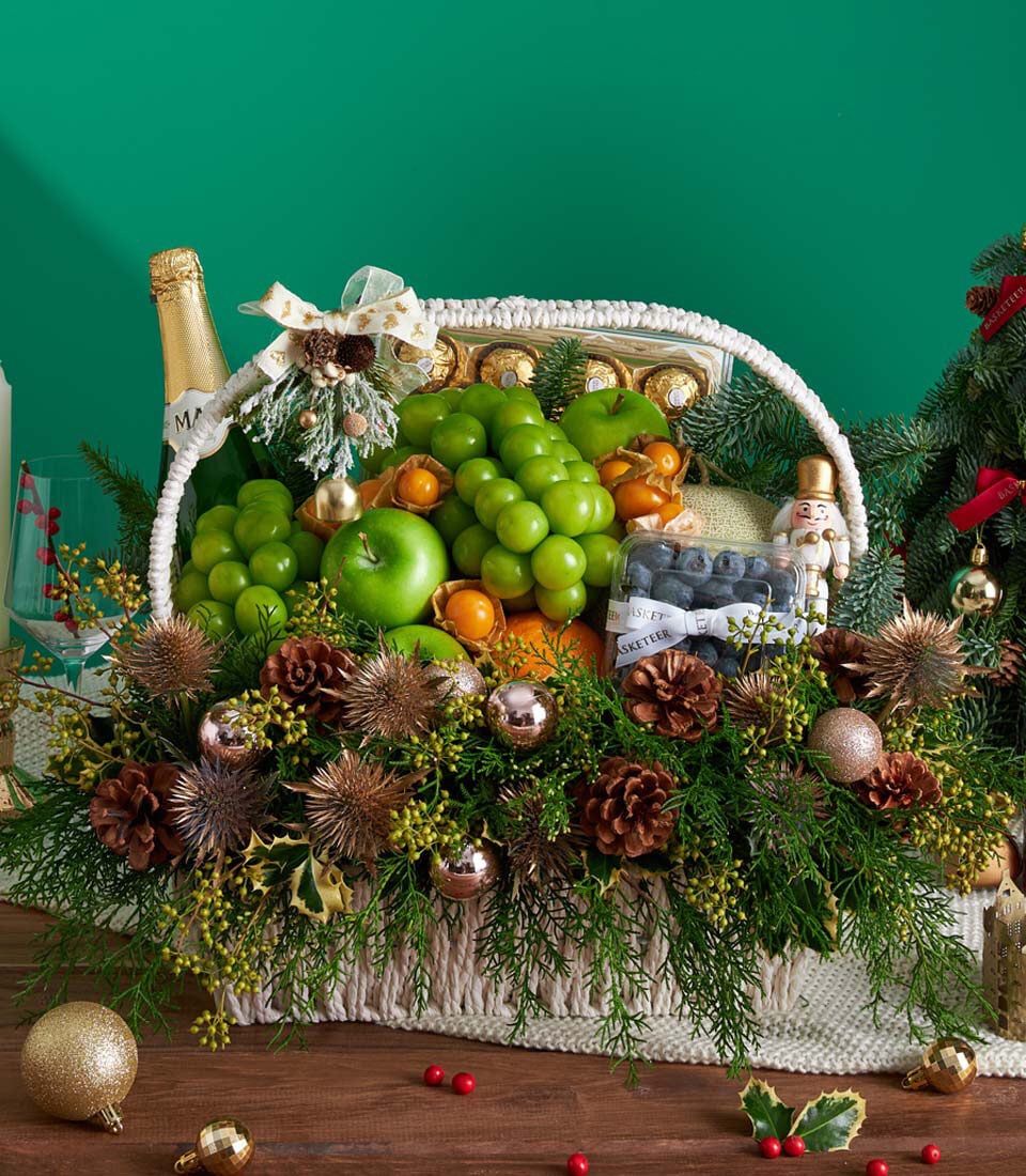 Premium Festive Fruit & Chocolate Gift Basket
