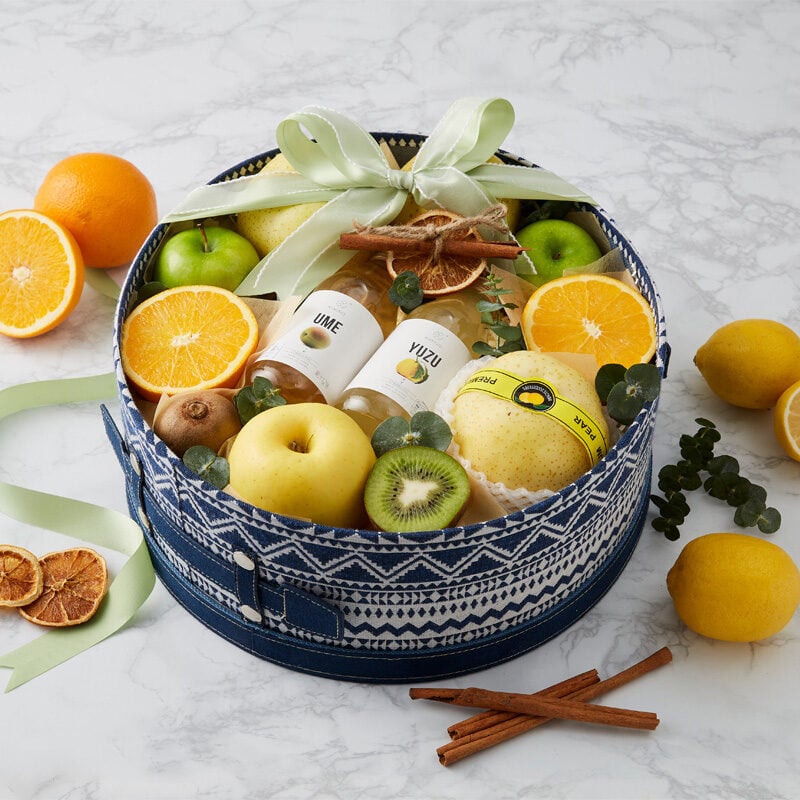 Japanese Sparkling juice & Mixed Fruit Basket