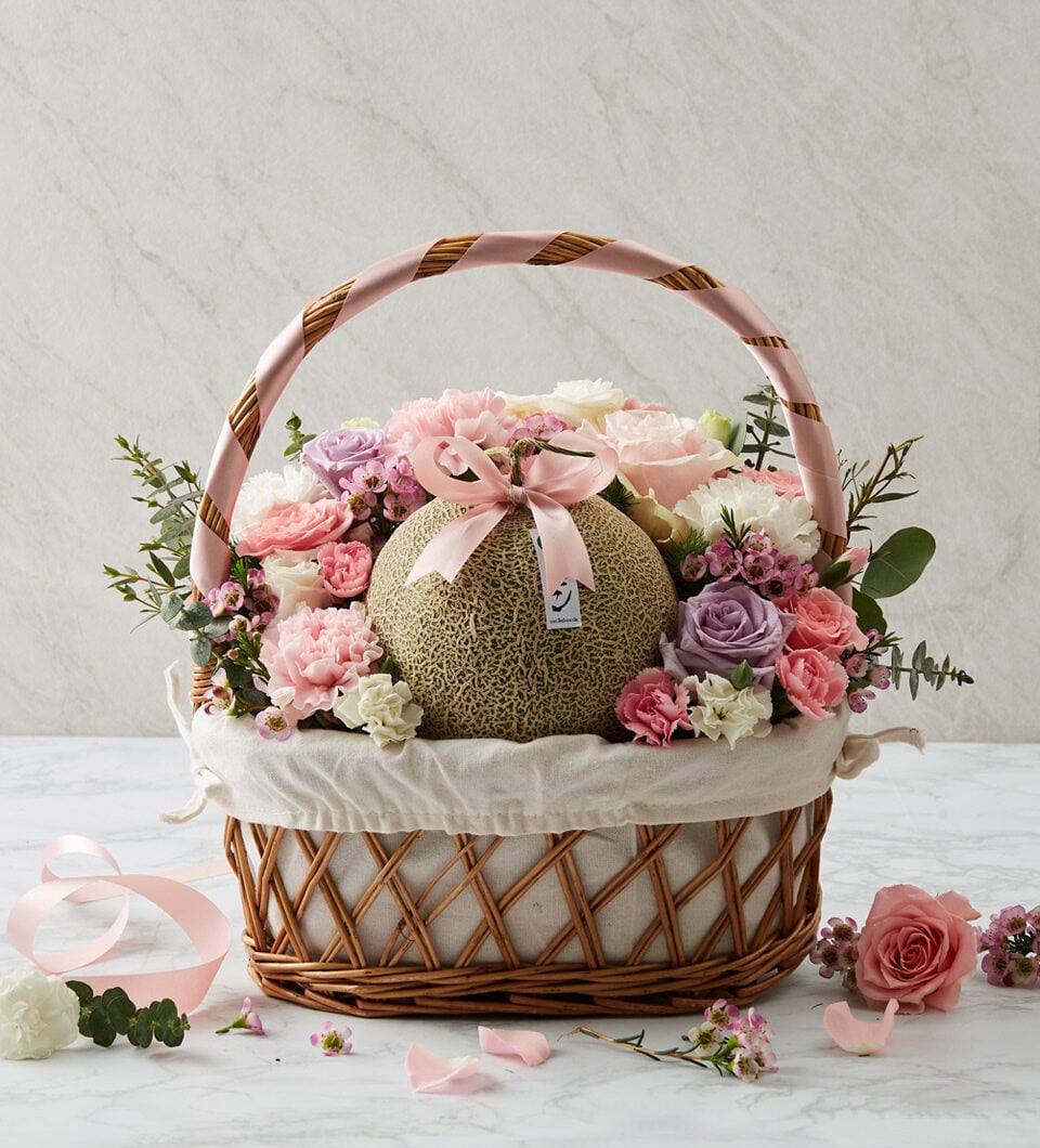 Melon & Pink Tone Flower Basket
