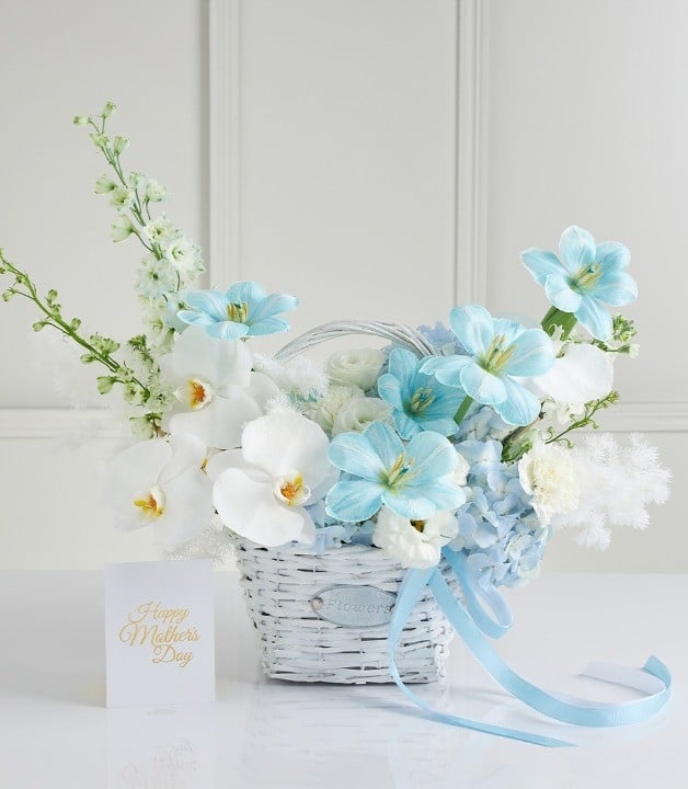 Mother's Day Blue & White Floral Basket