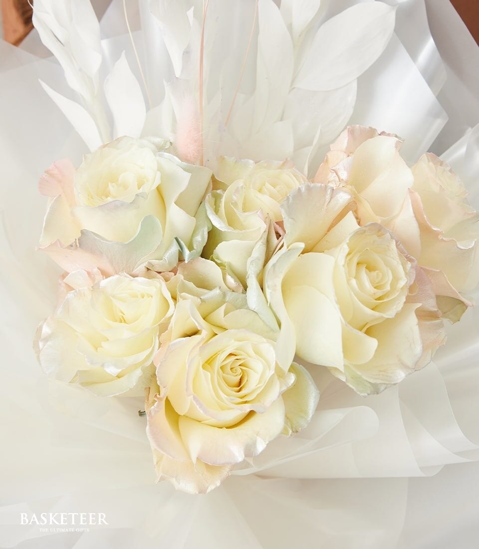 Ethereal Elegance White Rose Bouquet