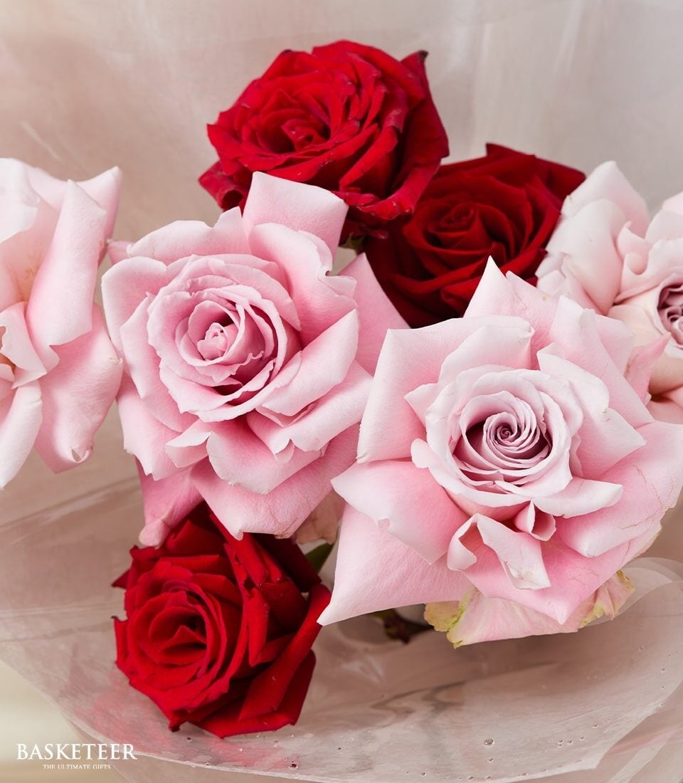 Blush & Crimson Rose Bouquet