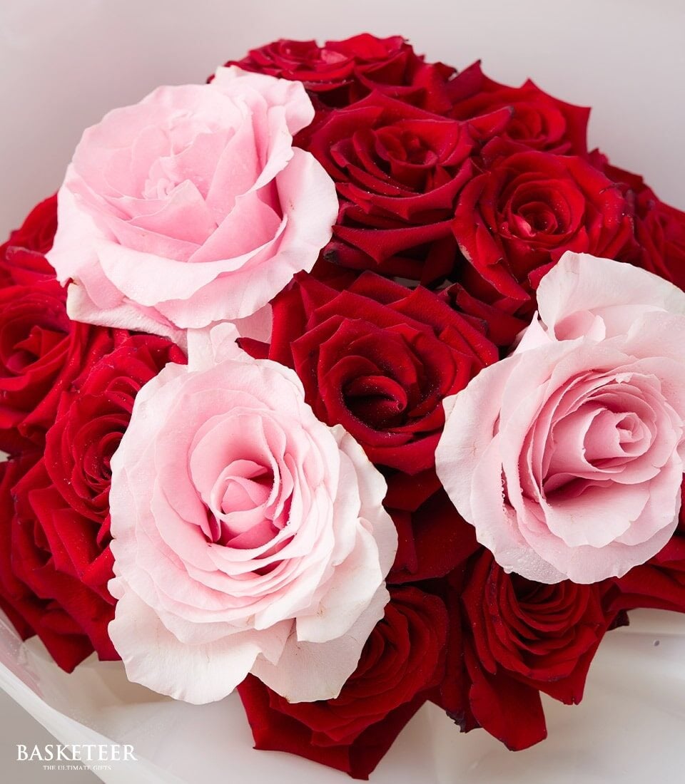 Timeless Romance Red & Pink Roses Bouquet