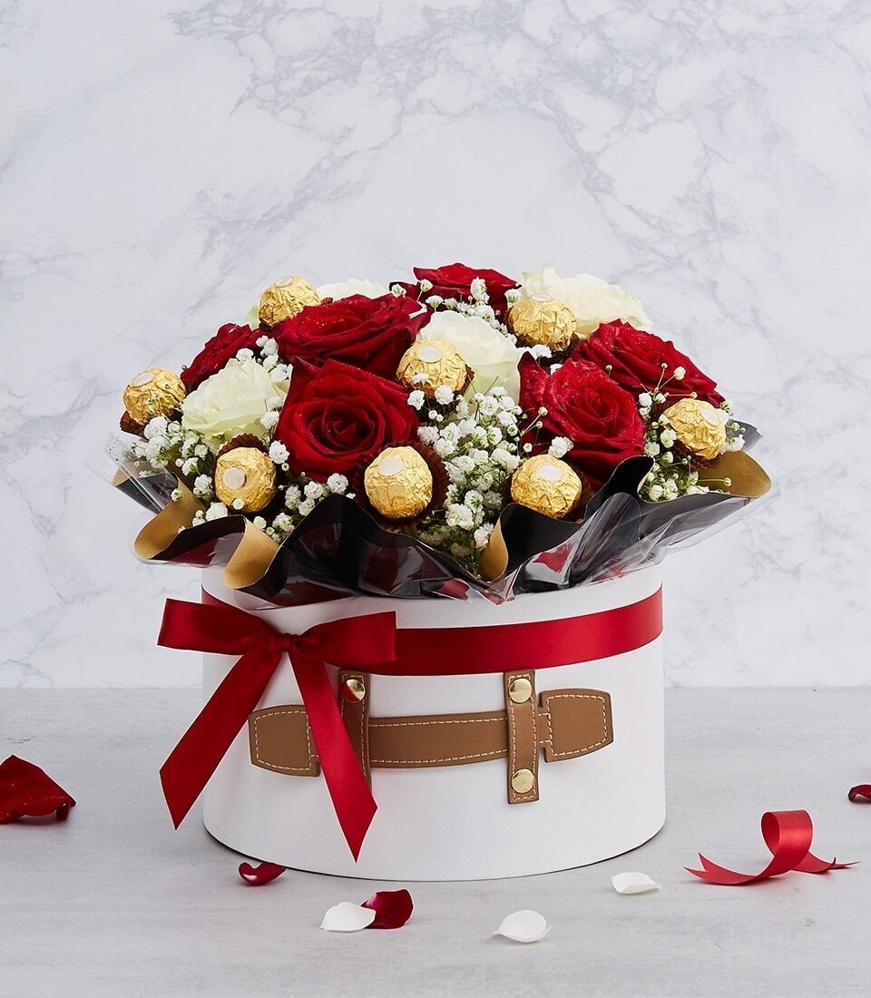 Premium Roses & Ferrero Rocher Box