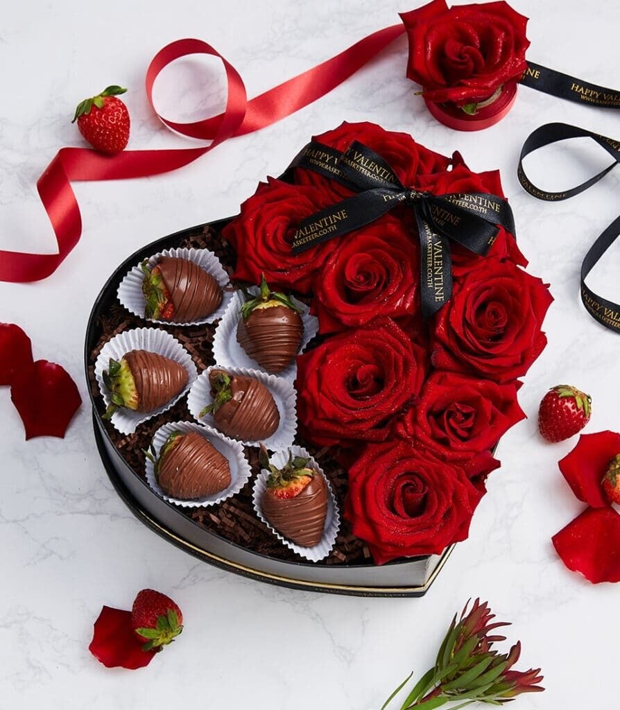 Romantic Indulgence Chocolate & Rose Heart Box