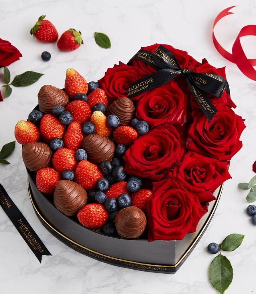 Eternal Love Chocolate & Rose Heart Box