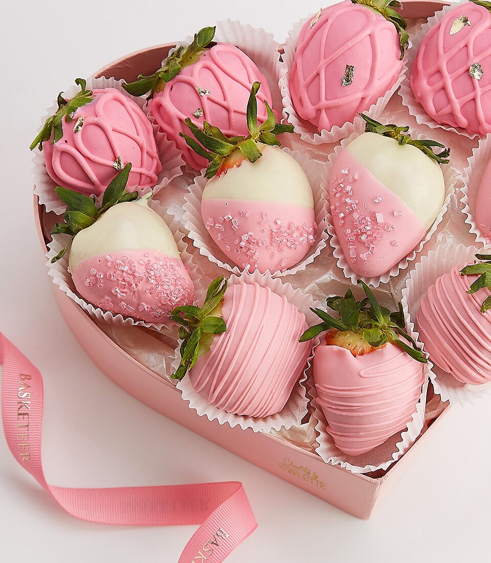 Pink Heart Chocolate-Covered Strawberries
