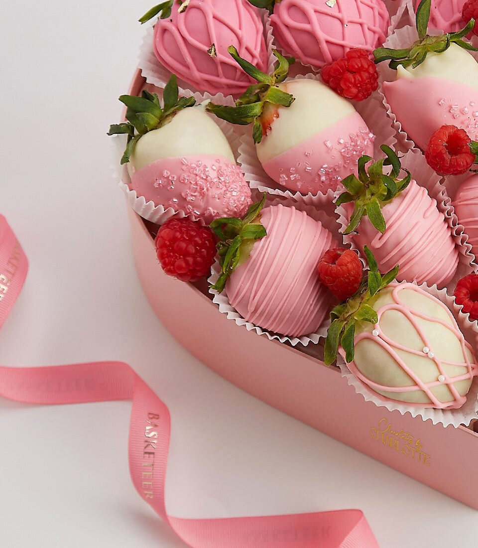 Heart Chocolate-Covered Strawberries & Raspberries