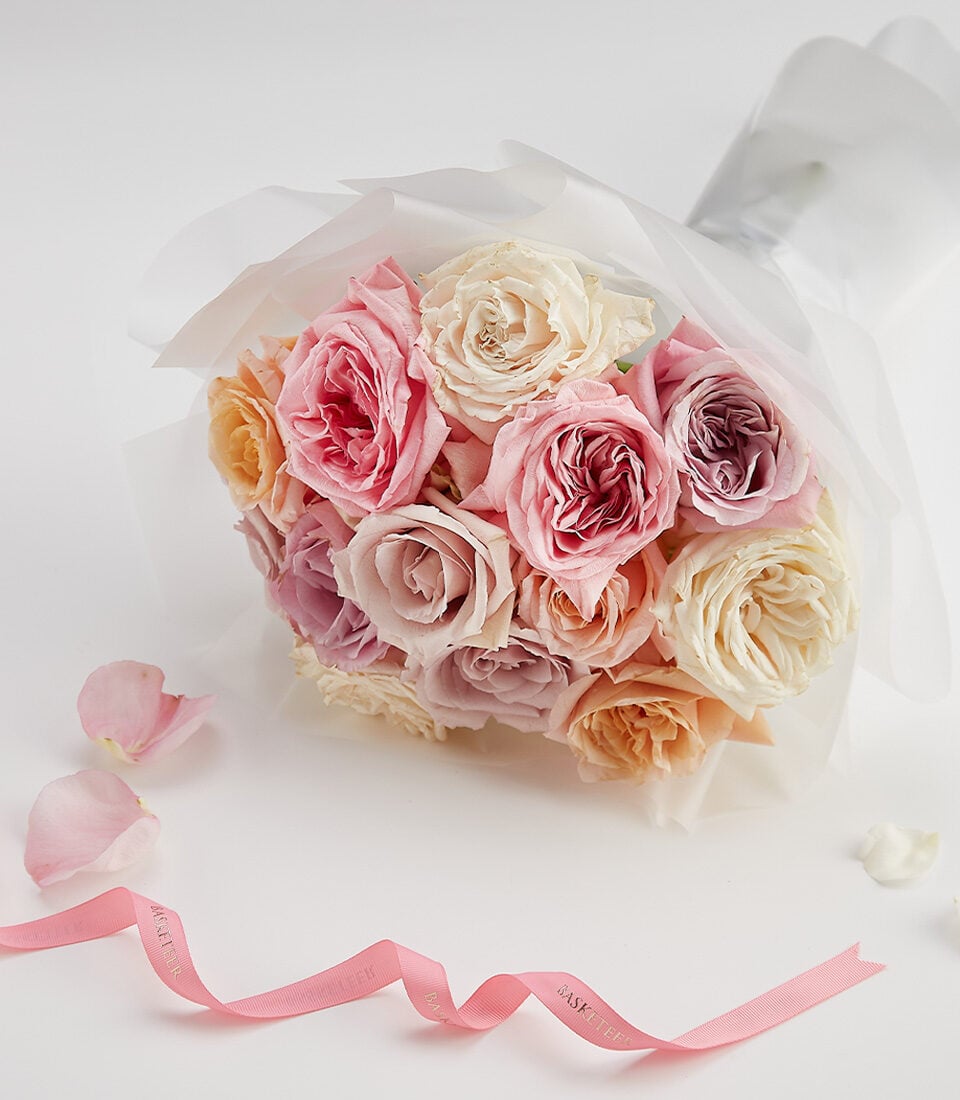 Romantic Teddy & Pastel Rose Surprise