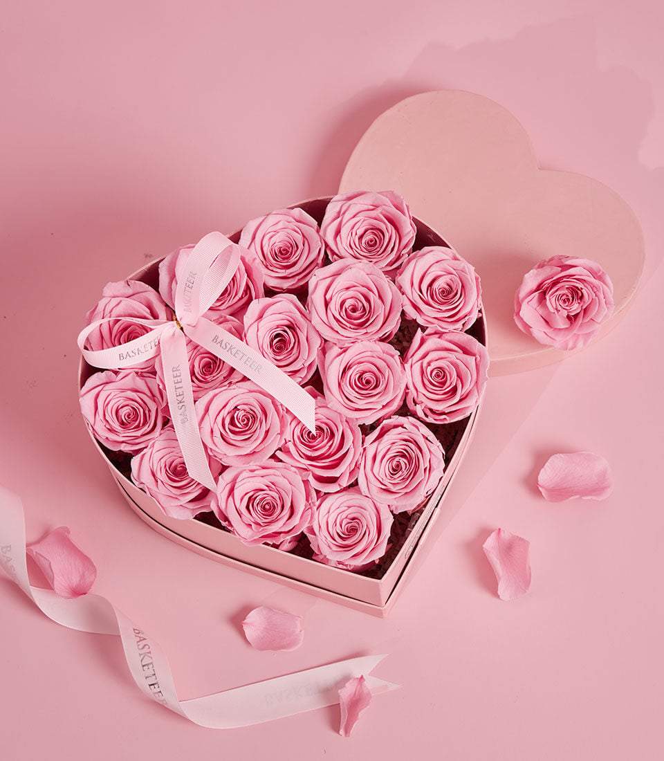 Sweet Pink Preserved Roses: Grand Pink Heart VIP Gift Box