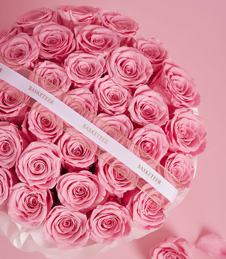 Sweet Pink Preserved Roses & Blush Pink Teddy Bear Gift Set