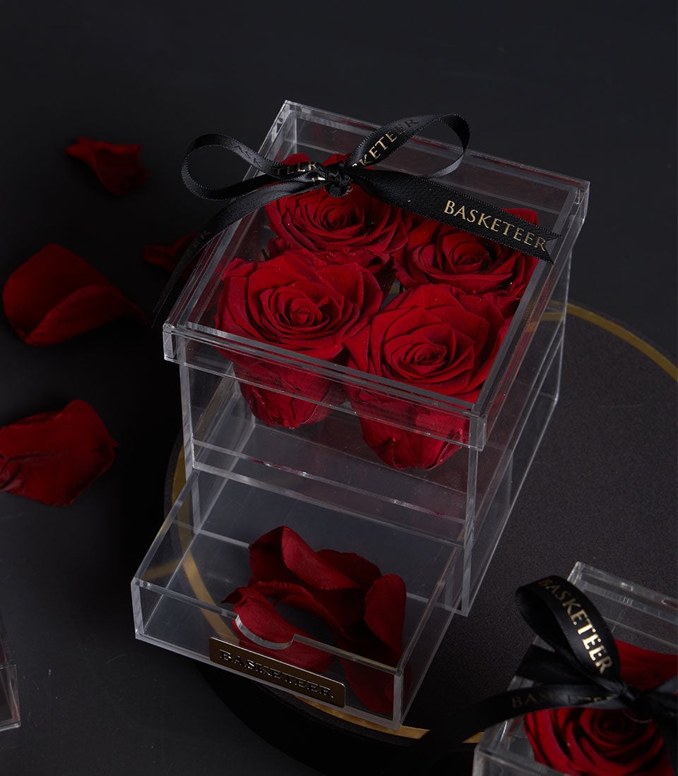 Luxury Red Preserved Roses - Acrylic VIP Rose Box