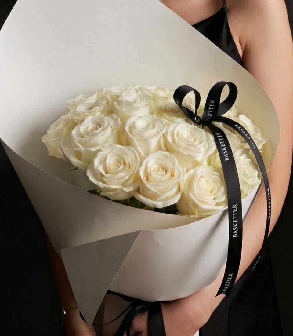 Playa Blanca White Rose Bouquet - Exclusive Ecuador Roses