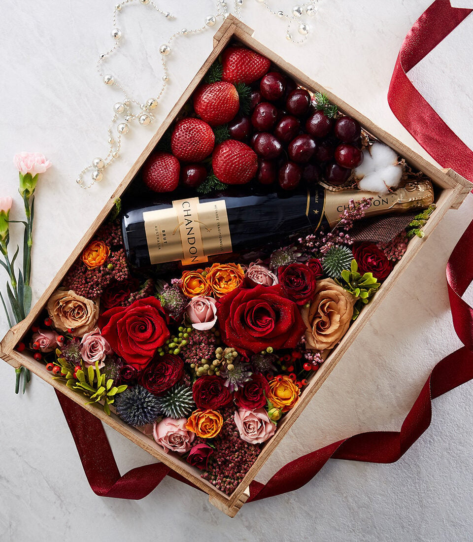 Red Elegant Wine with Flowers