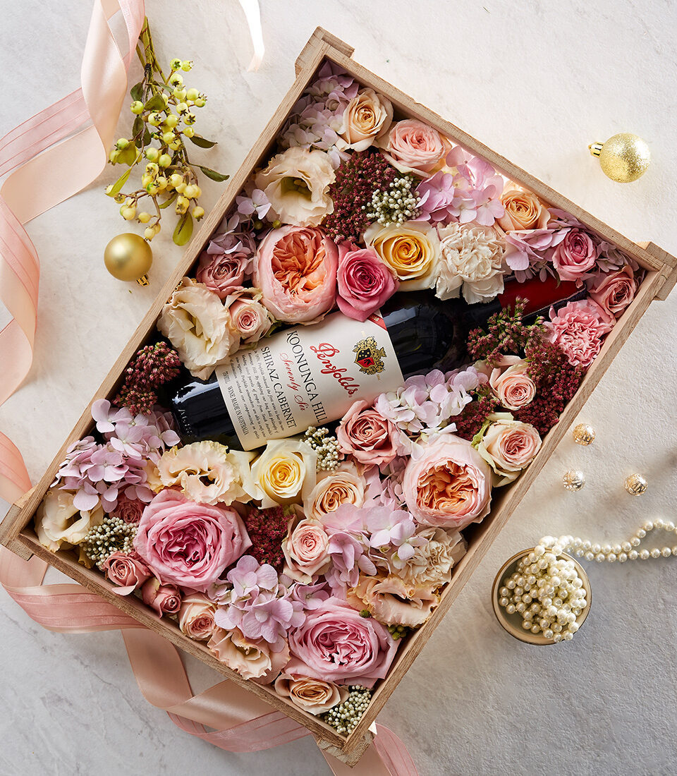 Luxury Wine & Flowers Gift Box