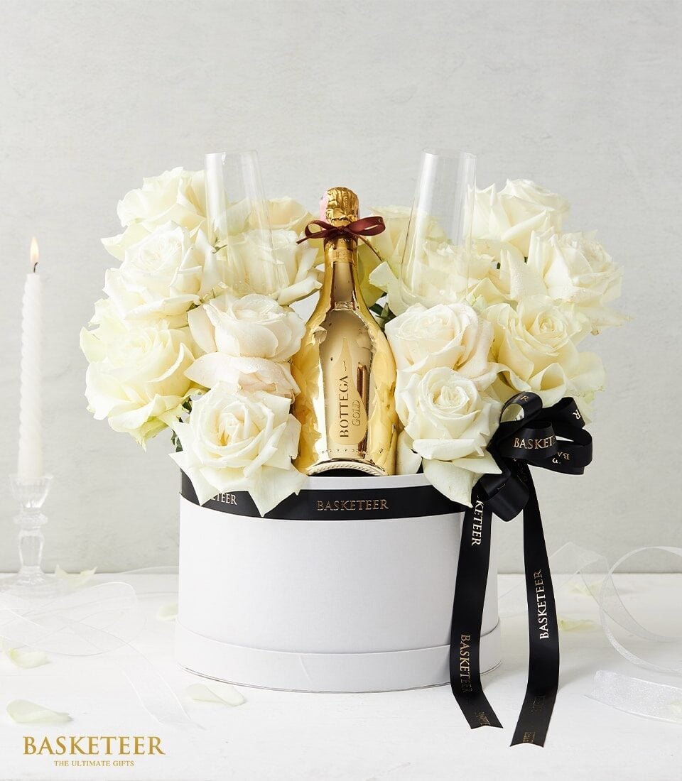 White Roses and Wine Gift