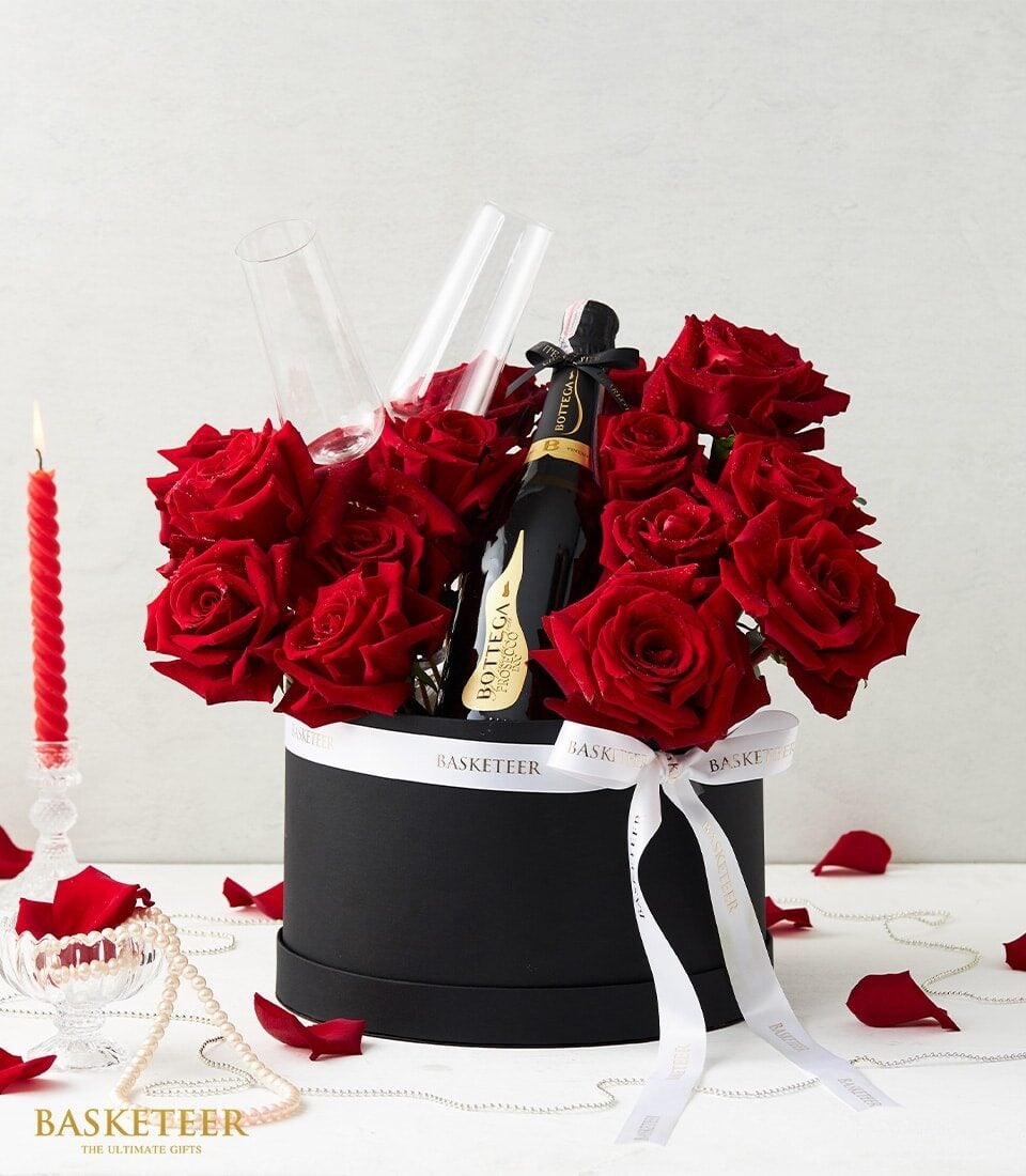 Wine & Red Roses Gift