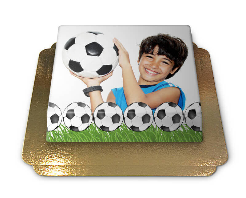 Photo cake in a football design (Small (20cm X 14cm (Size S - 6 Servings)))