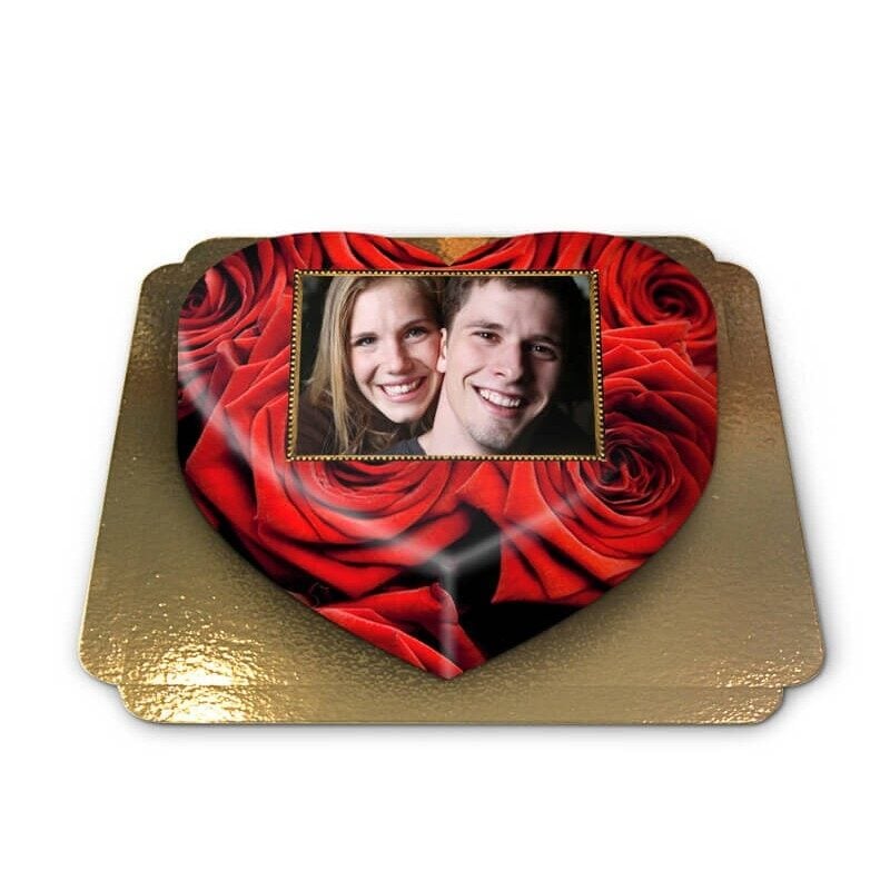 Heart shaped photo cake