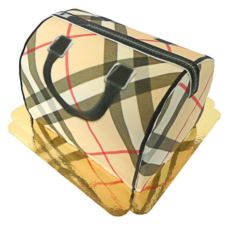Handbag cake with pattern, beige