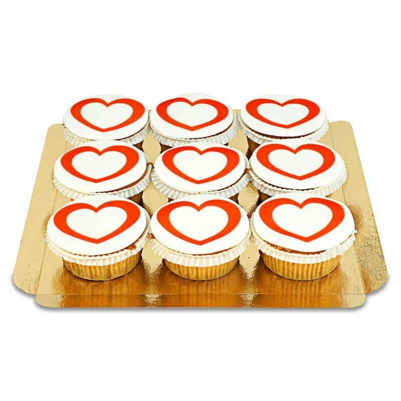 Heart cupcakes, 9 pieces