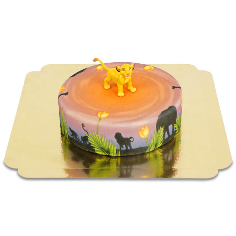 Simba on a round savanna cake (Small (12 Servings))
