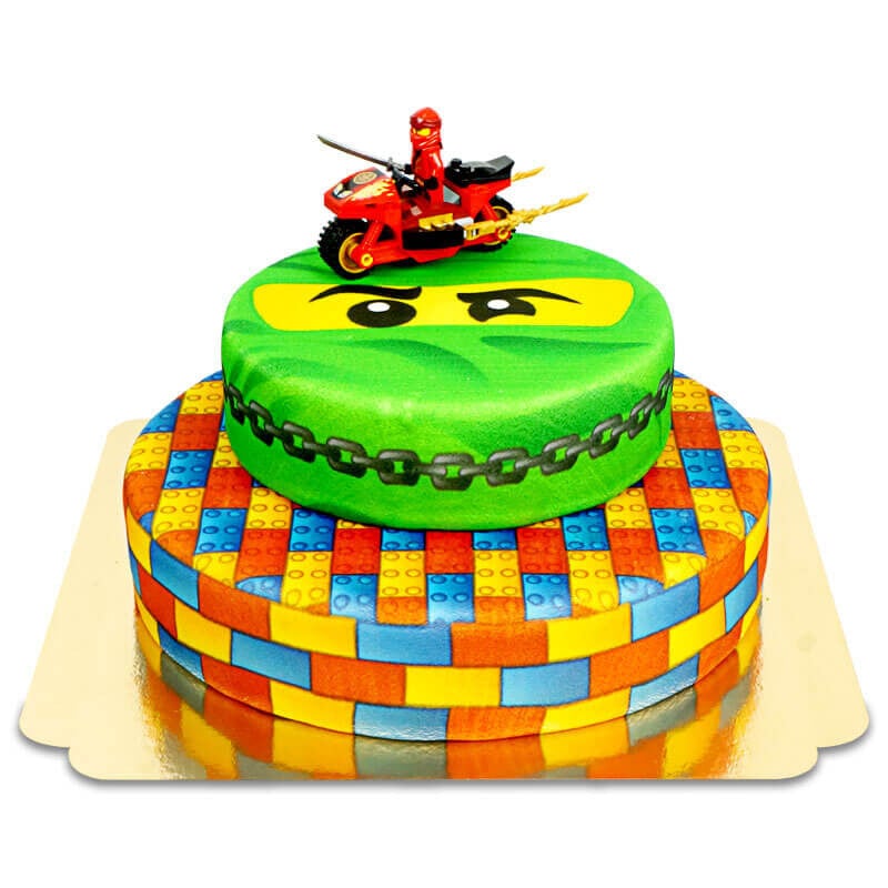 Lego Ninjago on two tier ninja cake