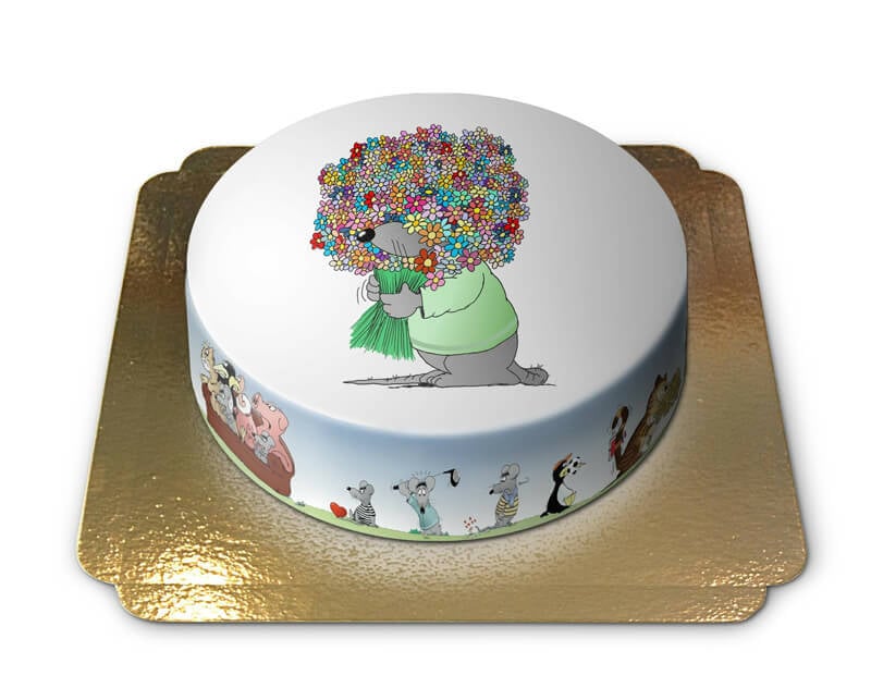 Messenger of love with a bouquet - Uli Stein (Small ((18 cm)6 servings))