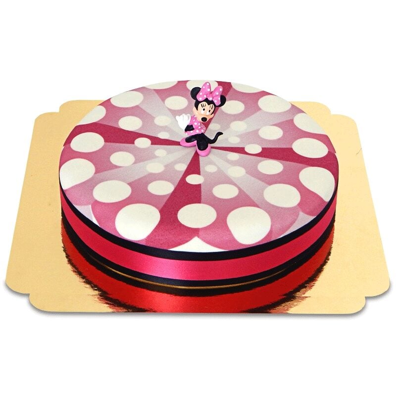 Minnie mouse on cake with ribbons