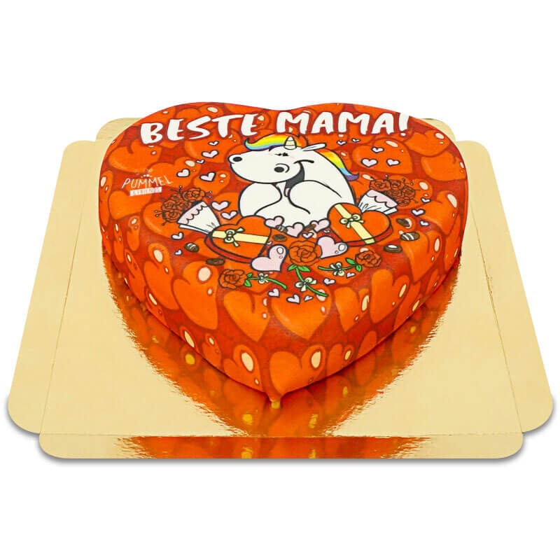 Chubby Unicorn - Best Mom Heart Cake (Medium (25X24 cm (10 servings)))