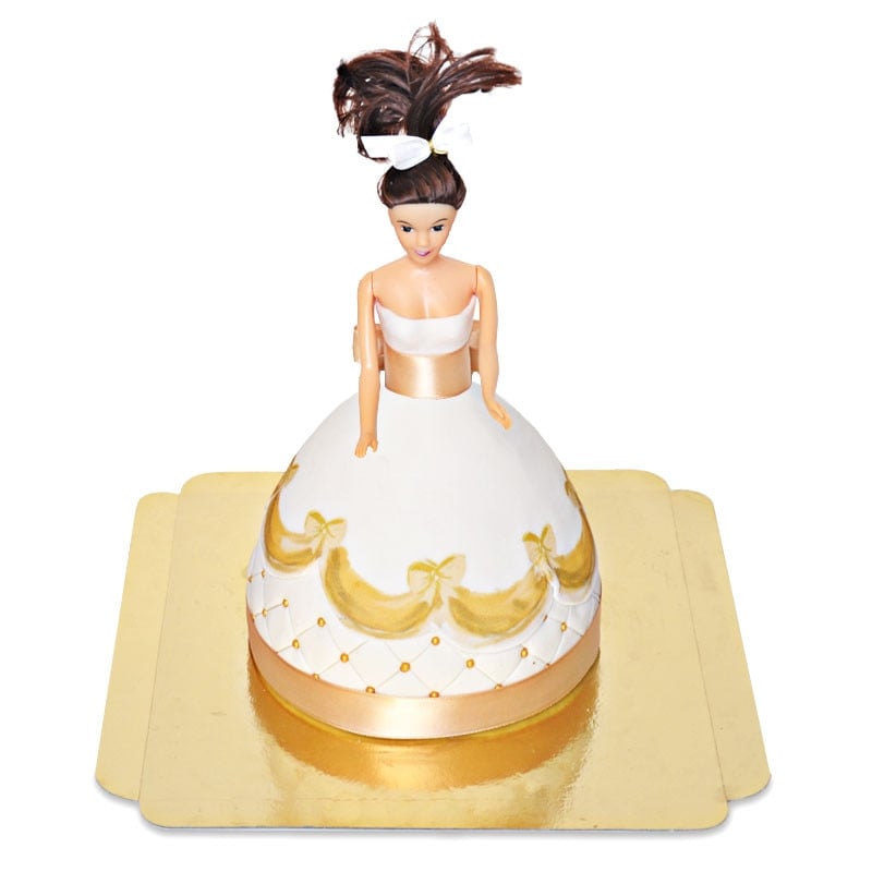 Deluxe doll princess cake with gold dress