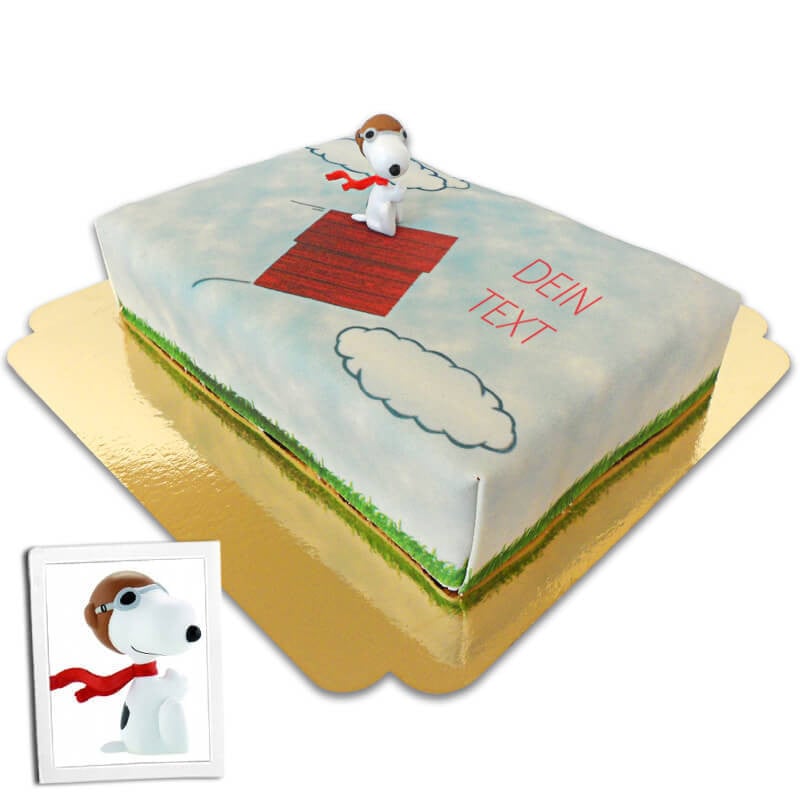 Snoopy on flying doghouse cake