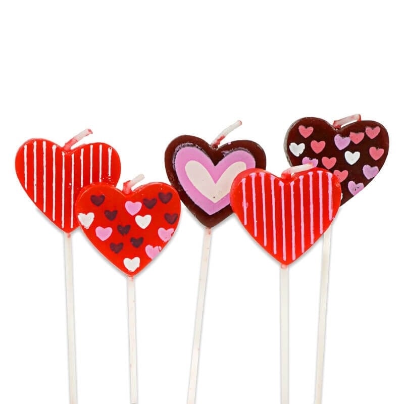 heart-shaped cake candles