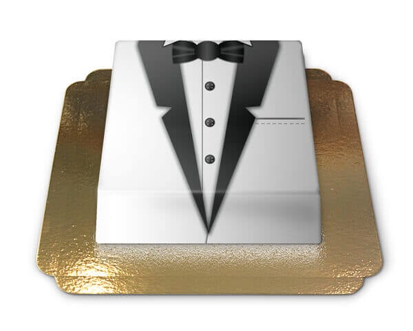 Groom's cake, black and white tuxedo (Medium (25cm X 17cm (10 Servings)))